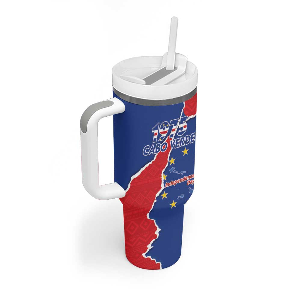 Happy Cape Verde Independence Day Tumbler With Handle Coat Of Arms With Map