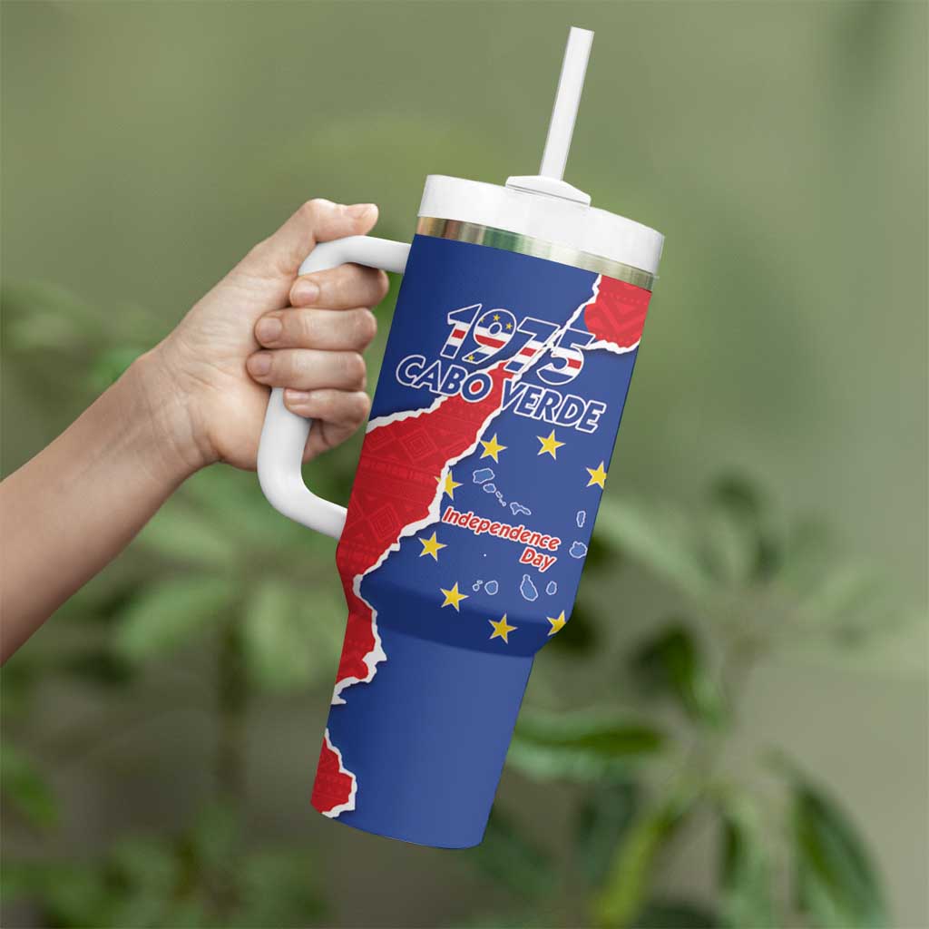 Happy Cape Verde Independence Day Tumbler With Handle Coat Of Arms With Map