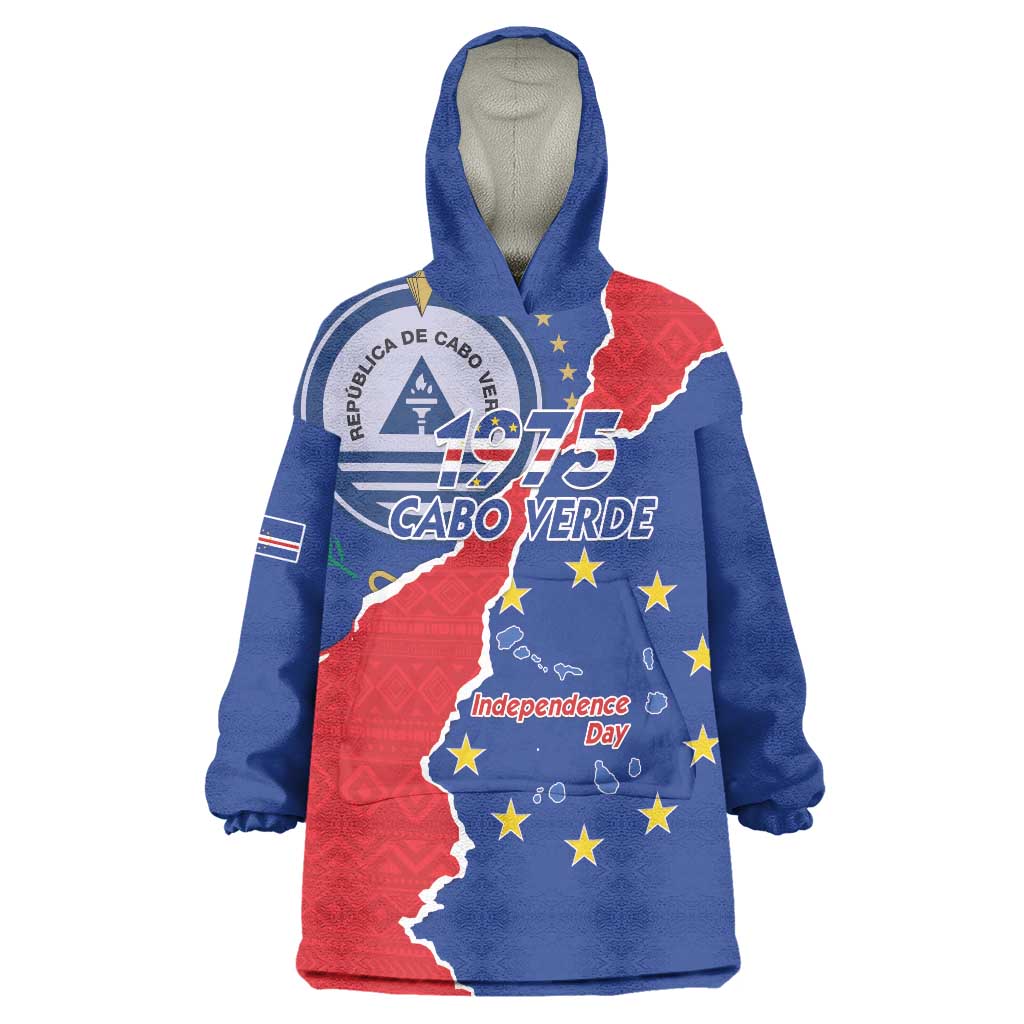 Happy Cape Verde Independence Day Wearable Blanket Hoodie Coat Of Arms With Map