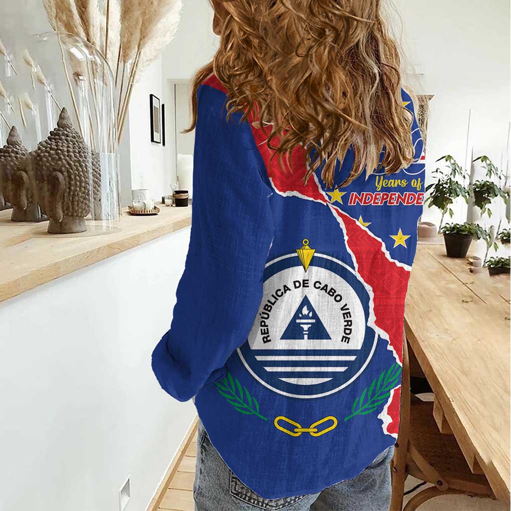Happy Cape Verde Independence Day Women Casual Shirt Coat Of Arms With Map