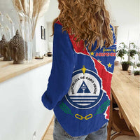 Happy Cape Verde Independence Day Women Casual Shirt Coat Of Arms With Map