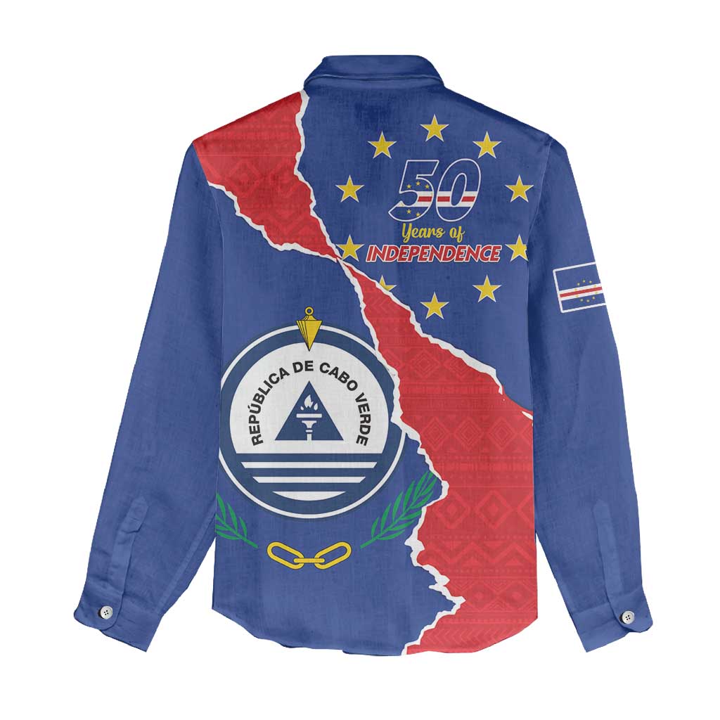Happy Cape Verde Independence Day Women Casual Shirt Coat Of Arms With Map