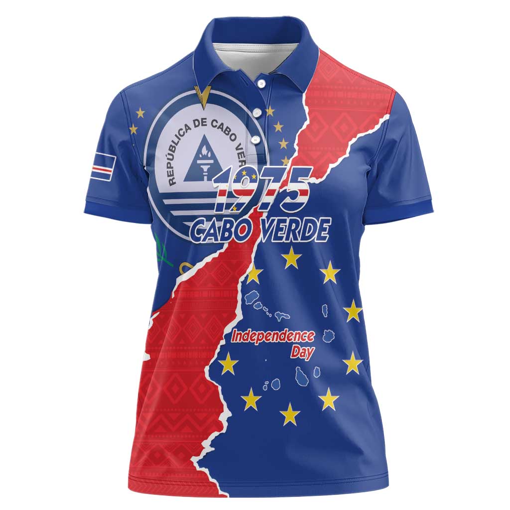 Happy Cape Verde Independence Day Women Polo Shirt Coat Of Arms With Map