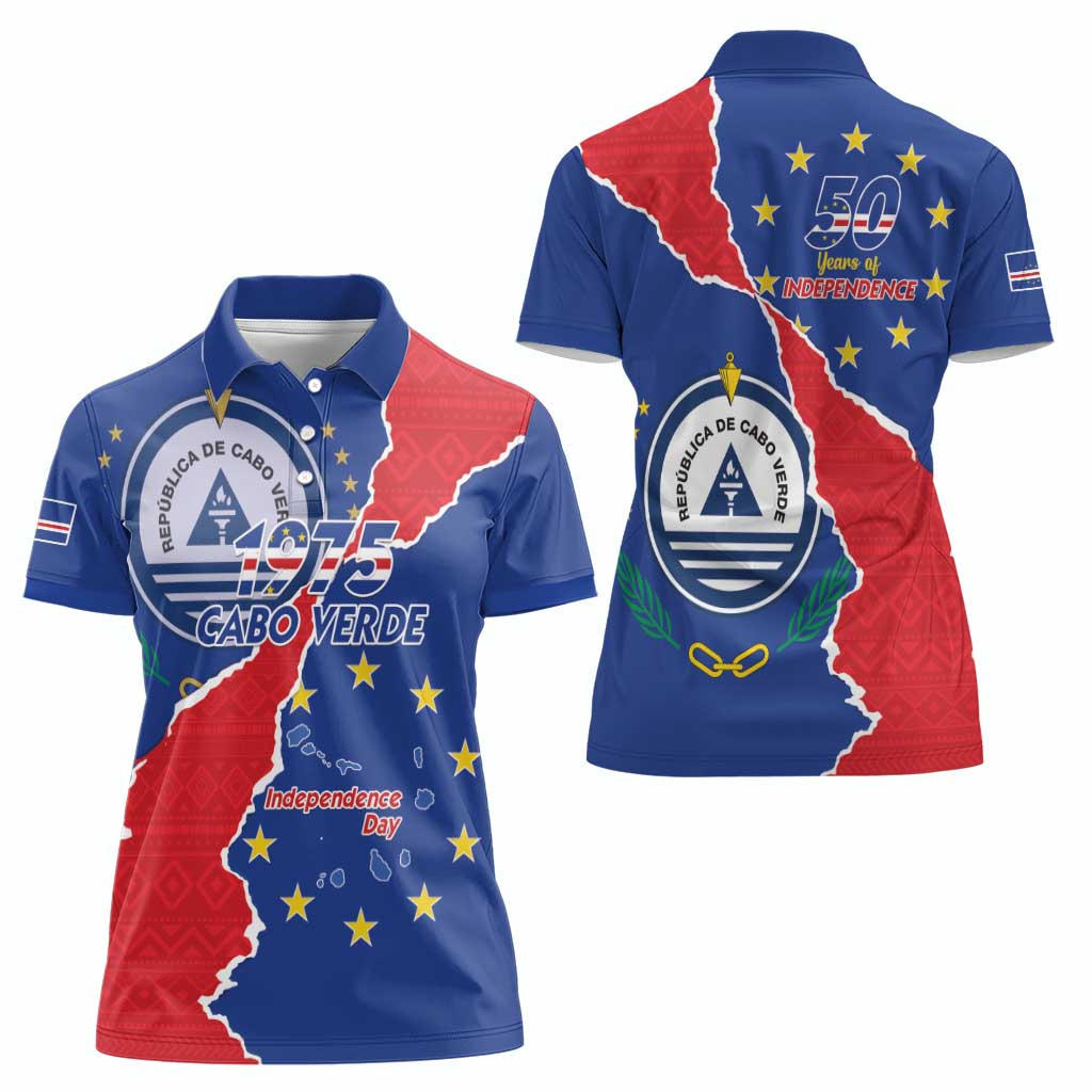 Happy Cape Verde Independence Day Women Polo Shirt Coat Of Arms With Map