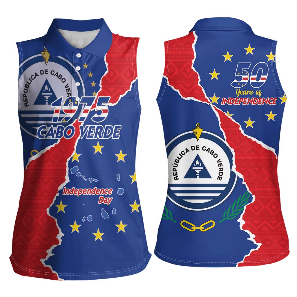 Happy Cape Verde Independence Day Women Sleeveless Polo Shirt Coat Of Arms With Map