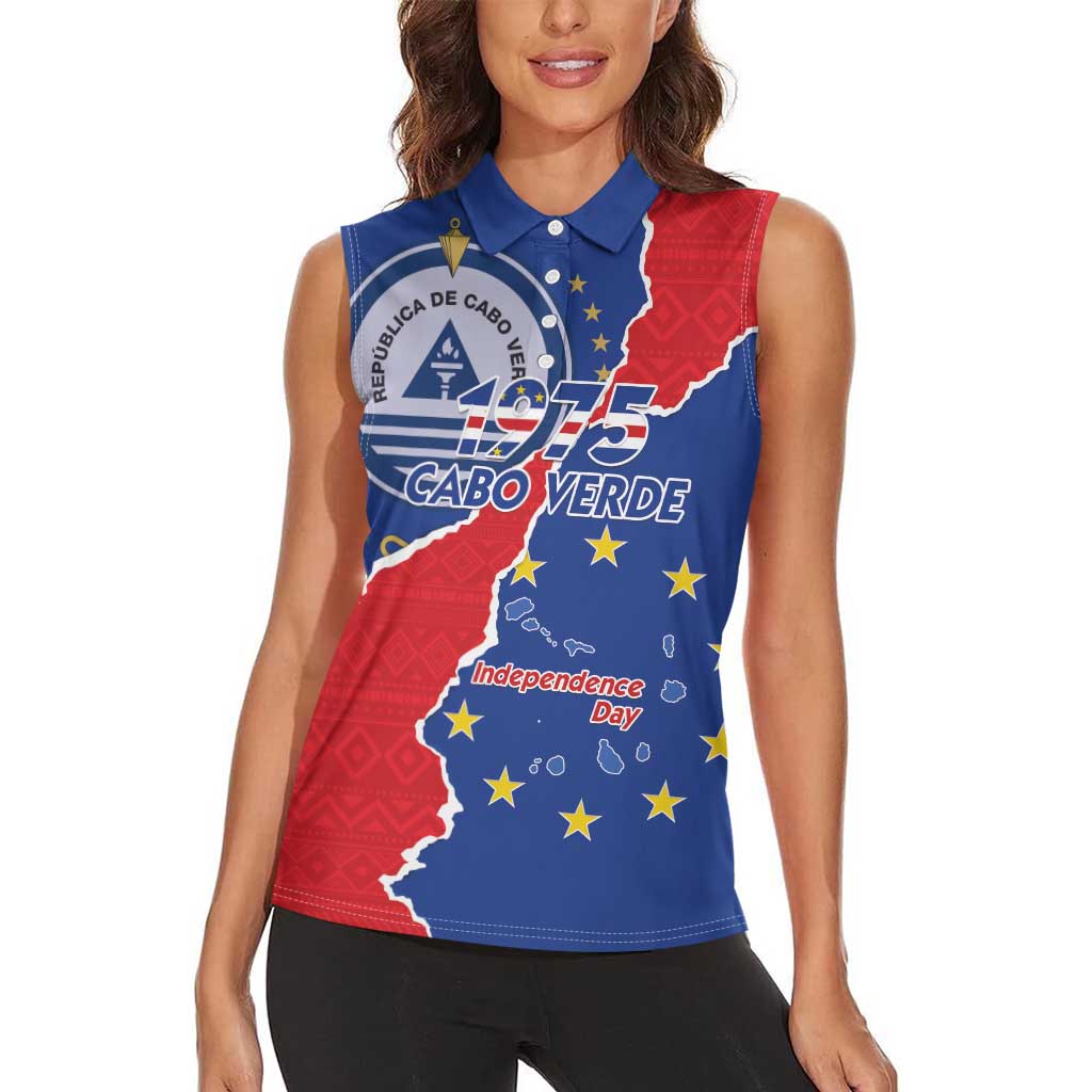 Happy Cape Verde Independence Day Women Sleeveless Polo Shirt Coat Of Arms With Map