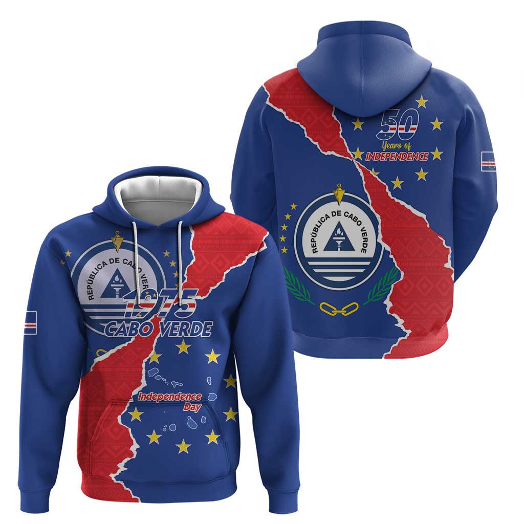 Happy Cape Verde Independence Day Zip Hoodie Coat Of Arms With Map