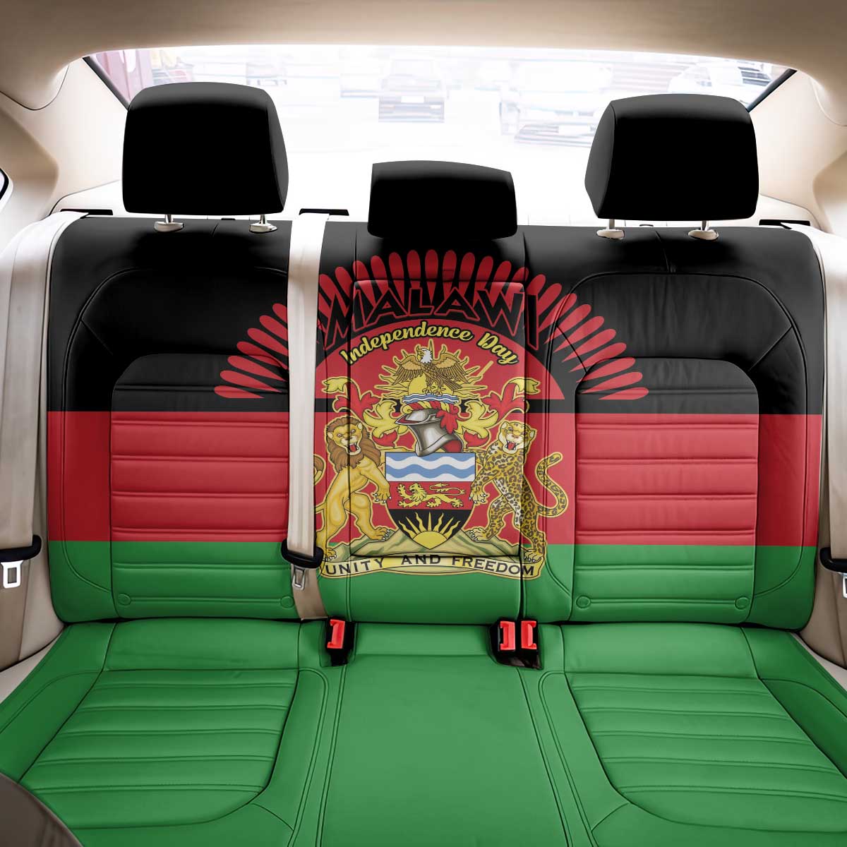 Malawi Independence Day Back Car Seat Cover Coat Of Arms Flag Style