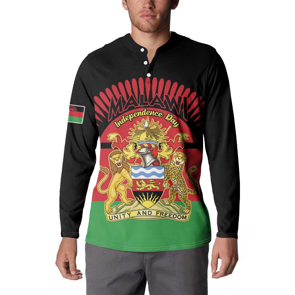 Personalized Malawi Independence Day Button Sweatshirt Coat Of Arms Flag Style