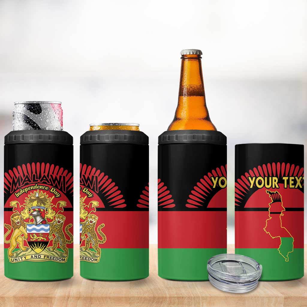 Personalized Malawi Independence Day 4 in 1 Can Cooler Tumbler Coat Of Arms Flag Style