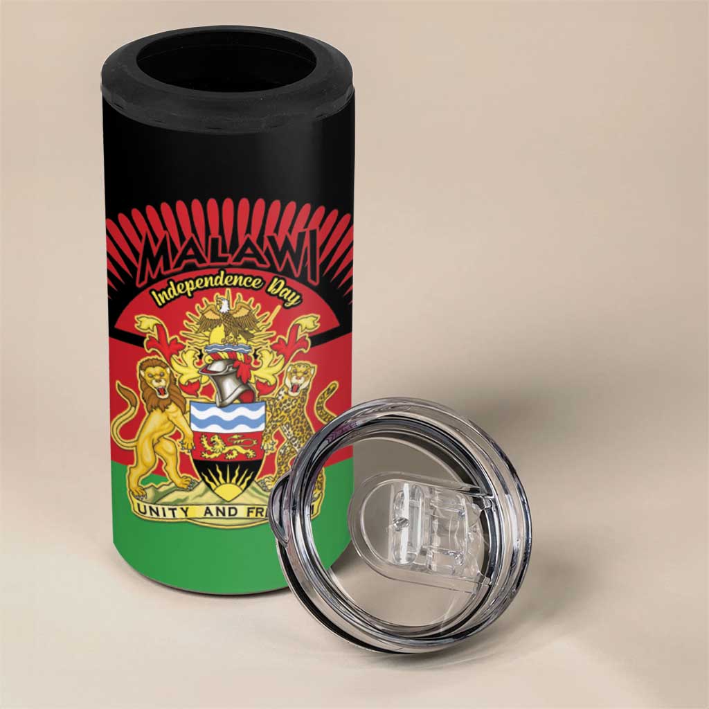 Personalized Malawi Independence Day 4 in 1 Can Cooler Tumbler Coat Of Arms Flag Style