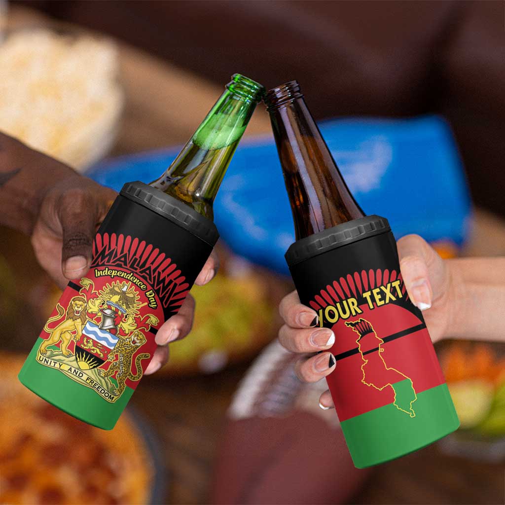 Personalized Malawi Independence Day 4 in 1 Can Cooler Tumbler Coat Of Arms Flag Style