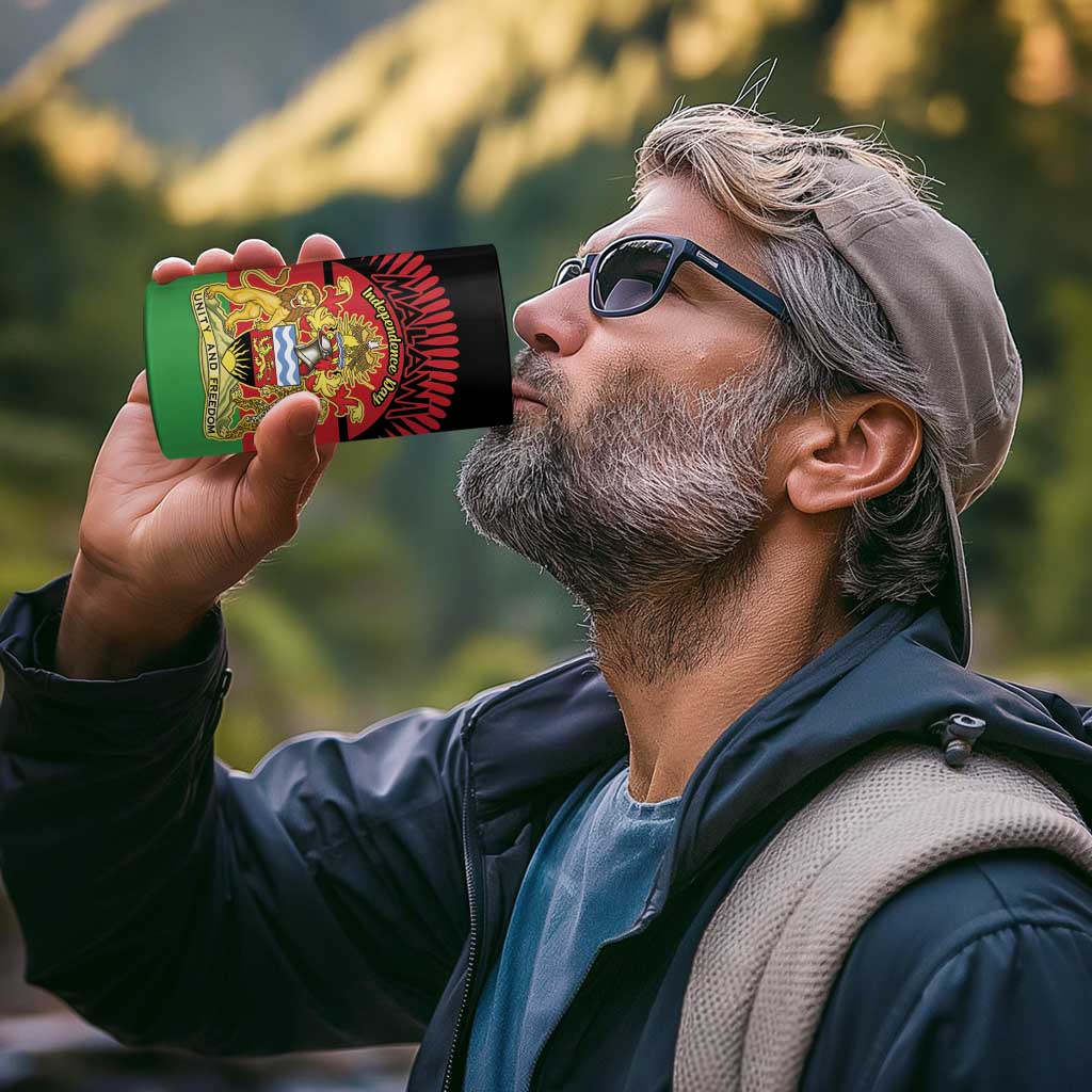 Personalized Malawi Independence Day 4 in 1 Can Cooler Tumbler Coat Of Arms Flag Style