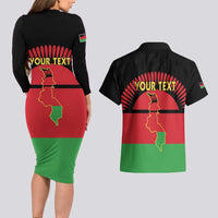 Personalized Malawi Independence Day Couples Matching Long Sleeve Bodycon Dress and Hawaiian Shirt Coat Of Arms Flag Style