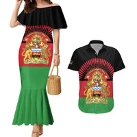 Personalized Malawi Independence Day Couples Matching Mermaid Dress and Hawaiian Shirt Coat Of Arms Flag Style