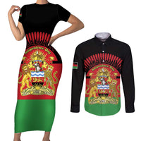Personalized Malawi Independence Day Couples Matching Short Sleeve Bodycon Dress and Long Sleeve Button Shirt Coat Of Arms Flag Style