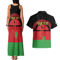 Personalized Malawi Independence Day Couples Matching Tank Maxi Dress and Hawaiian Shirt Coat Of Arms Flag Style
