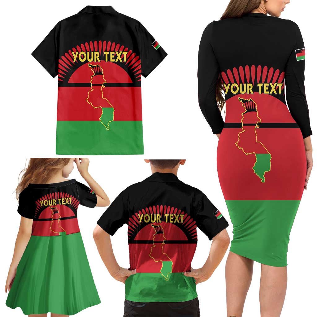 Personalized Malawi Independence Day Family Matching Long Sleeve Bodycon Dress and Hawaiian Shirt Coat Of Arms Flag Style