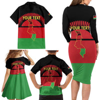 Personalized Malawi Independence Day Family Matching Long Sleeve Bodycon Dress and Hawaiian Shirt Coat Of Arms Flag Style
