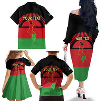 Personalized Malawi Independence Day Family Matching Off The Shoulder Long Sleeve Dress and Hawaiian Shirt Coat Of Arms Flag Style