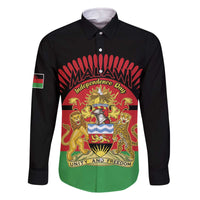 Personalized Malawi Independence Day Family Matching Off The Shoulder Long Sleeve Dress and Hawaiian Shirt Coat Of Arms Flag Style