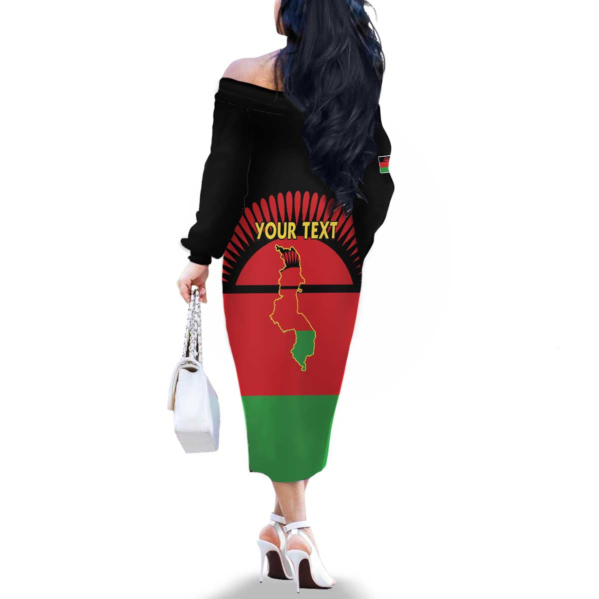 Personalized Malawi Independence Day Family Matching Off The Shoulder Long Sleeve Dress and Hawaiian Shirt Coat Of Arms Flag Style