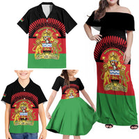 Personalized Malawi Independence Day Family Matching Off Shoulder Maxi Dress and Hawaiian Shirt Coat Of Arms Flag Style