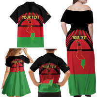 Personalized Malawi Independence Day Family Matching Off Shoulder Maxi Dress and Hawaiian Shirt Coat Of Arms Flag Style