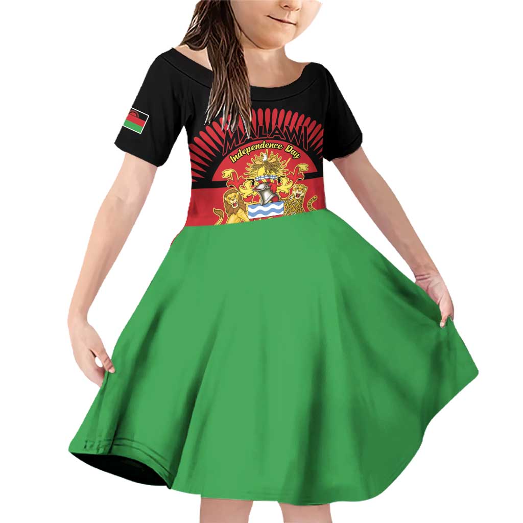 Personalized Malawi Independence Day Family Matching Off Shoulder Short Dress and Hawaiian Shirt Coat Of Arms Flag Style