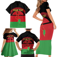 Personalized Malawi Independence Day Family Matching Short Sleeve Bodycon Dress and Hawaiian Shirt Coat Of Arms Flag Style