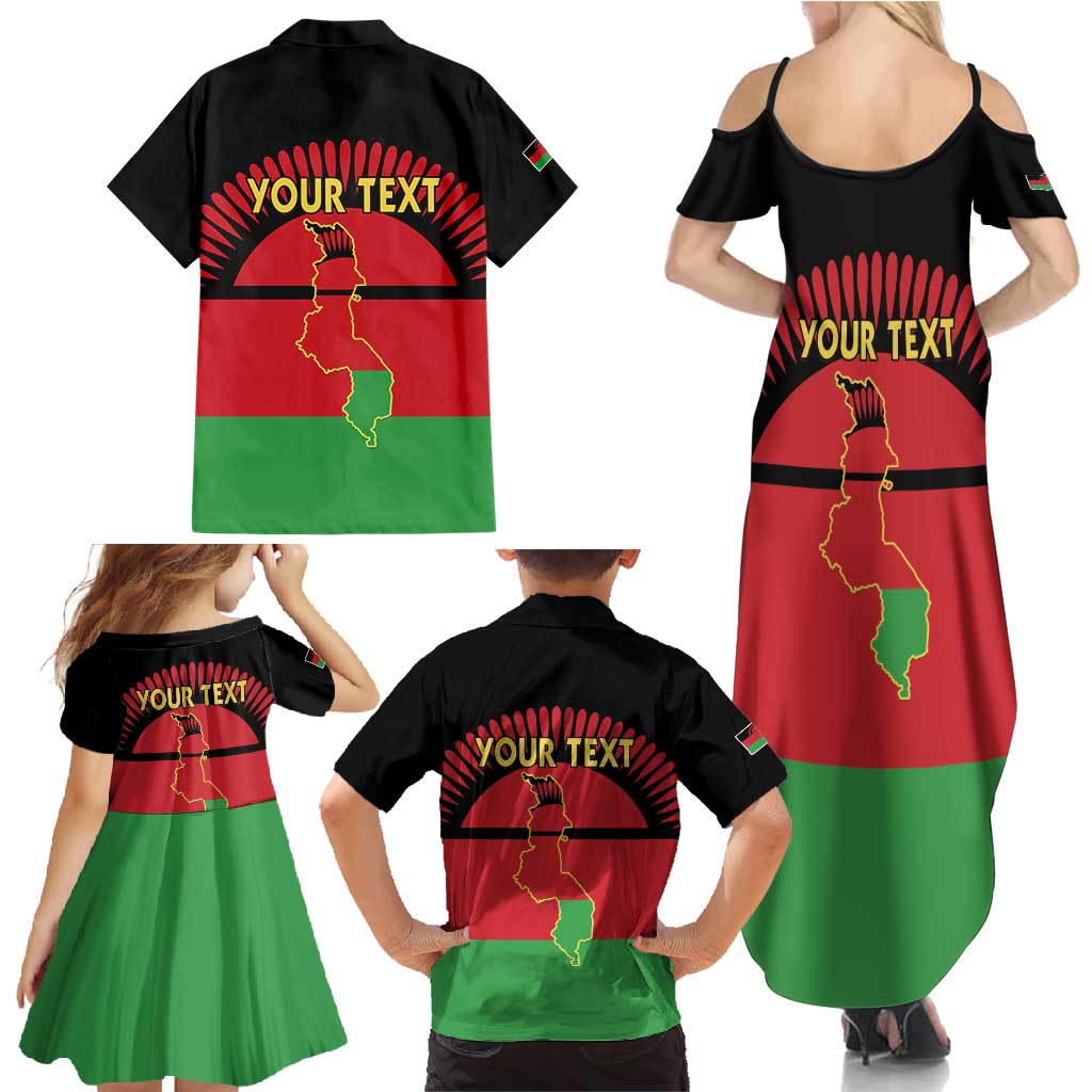 Personalized Malawi Independence Day Family Matching Summer Maxi Dress and Hawaiian Shirt Coat Of Arms Flag Style