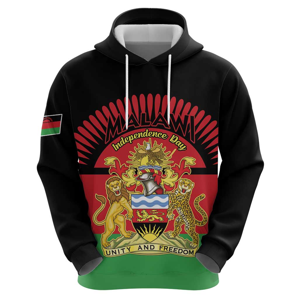 Personalized Malawi Independence Day Hoodie Coat Of Arms Flag Style
