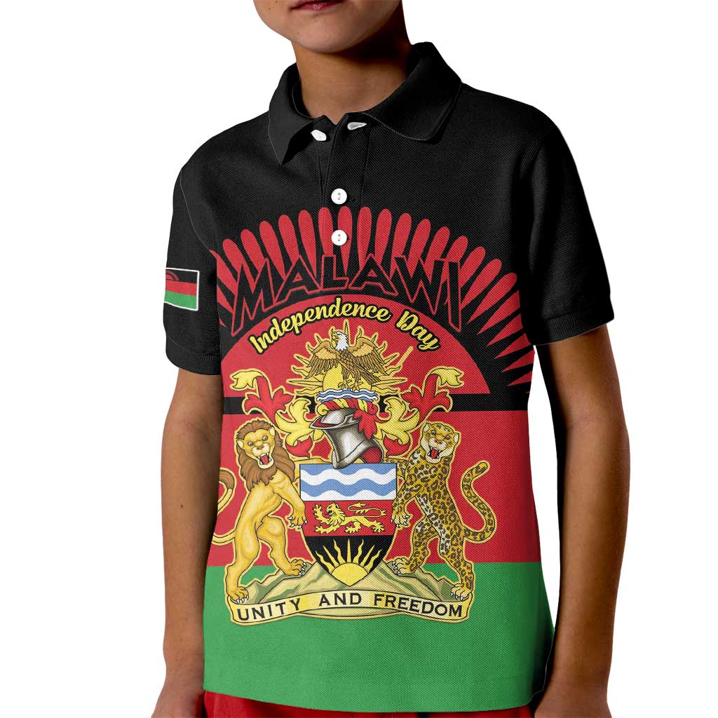 Personalized Malawi Independence Day Kid Polo Shirt Coat Of Arms Flag Style