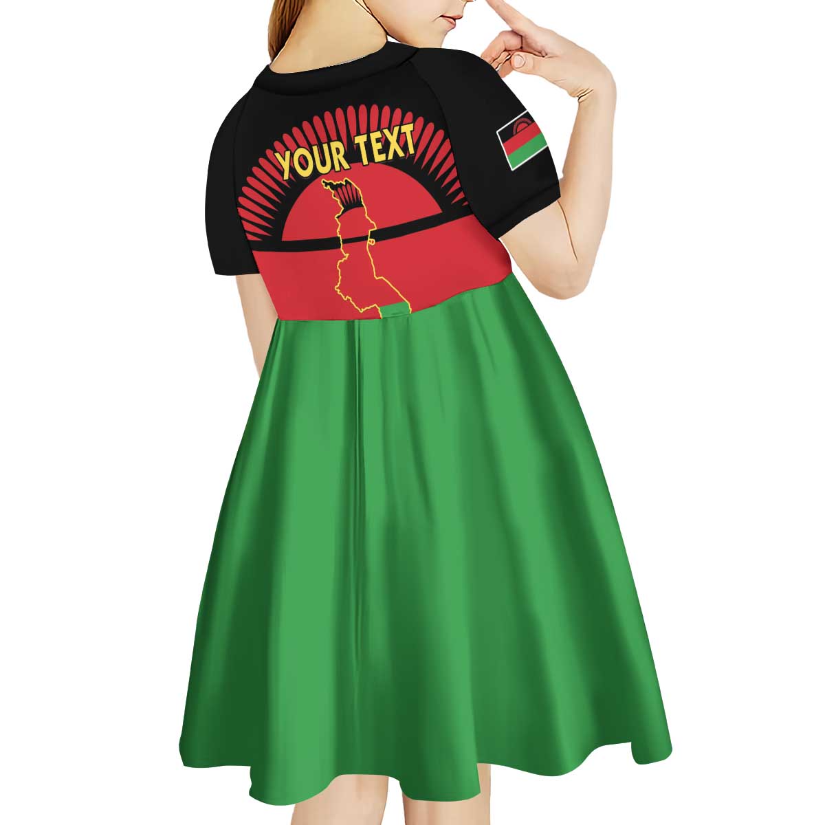 Personalized Malawi Independence Day Kid Short Sleeve Dress Coat Of Arms Flag Style