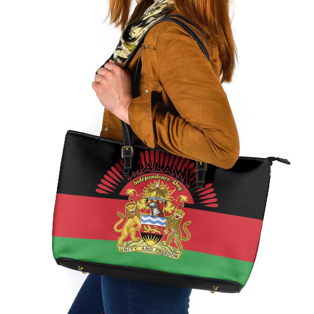 Malawi Independence Day Leather Tote Bag Coat Of Arms Flag Style