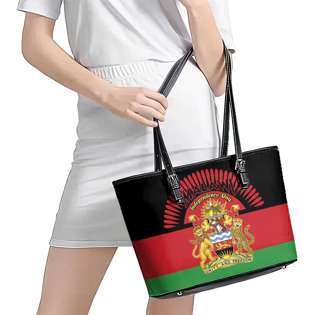 Malawi Independence Day Leather Tote Bag Coat Of Arms Flag Style