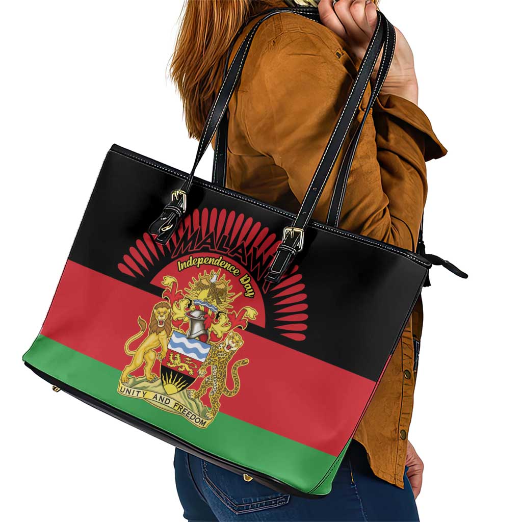 Malawi Independence Day Leather Tote Bag Coat Of Arms Flag Style