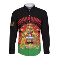 Personalized Malawi Independence Day Long Sleeve Button Shirt Coat Of Arms Flag Style