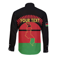 Personalized Malawi Independence Day Long Sleeve Button Shirt Coat Of Arms Flag Style