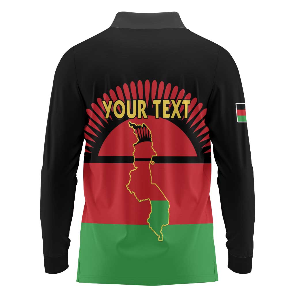 Personalized Malawi Independence Day Long Sleeve Polo Shirt Coat Of Arms Flag Style