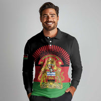 Personalized Malawi Independence Day Long Sleeve Polo Shirt Coat Of Arms Flag Style