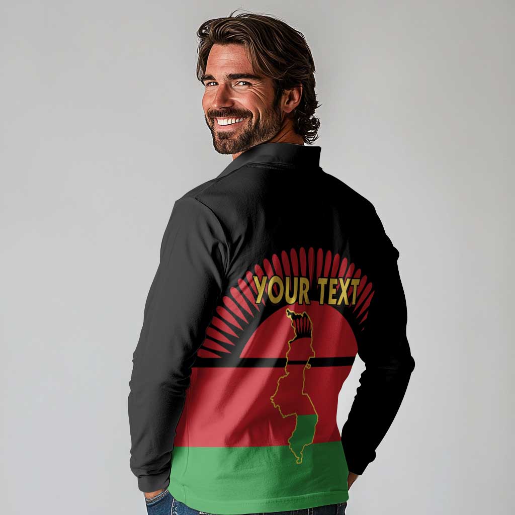 Personalized Malawi Independence Day Long Sleeve Polo Shirt Coat Of Arms Flag Style