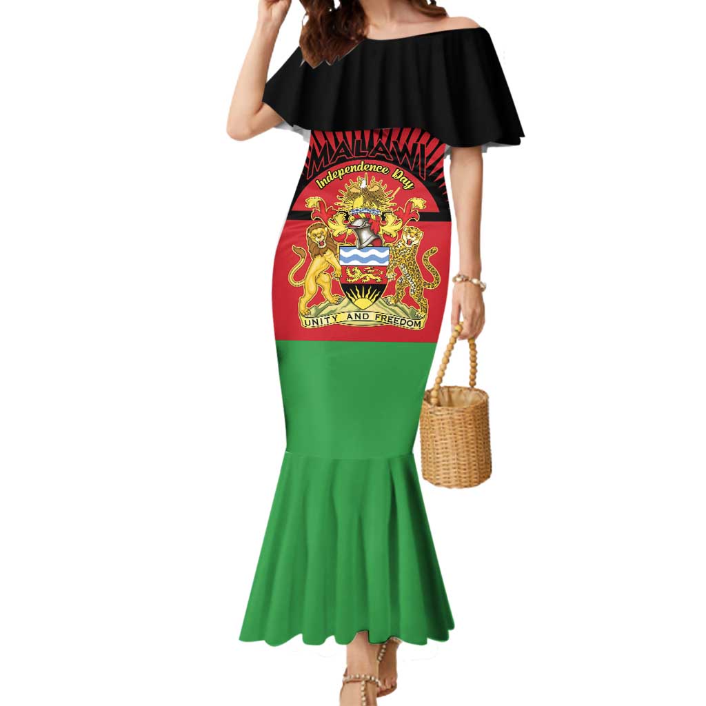 Personalized Malawi Independence Day Mermaid Dress Coat Of Arms Flag Style