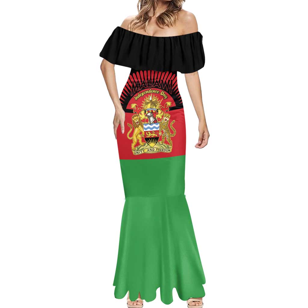 Personalized Malawi Independence Day Mermaid Dress Coat Of Arms Flag Style