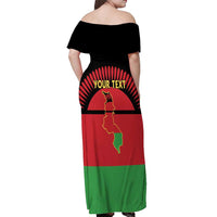 Personalized Malawi Independence Day Off Shoulder Maxi Dress Coat Of Arms Flag Style