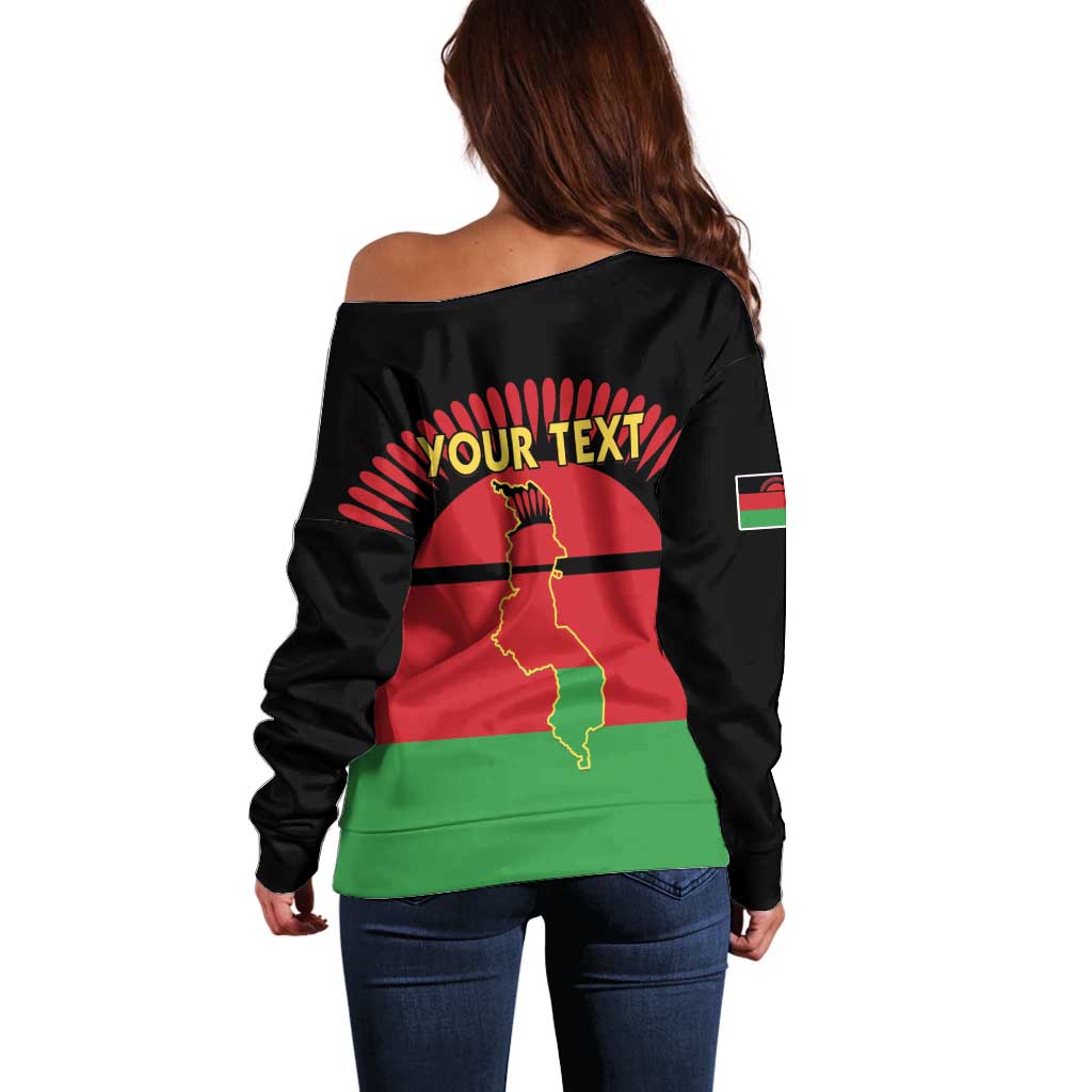 Personalized Malawi Independence Day Off Shoulder Sweater Coat Of Arms Flag Style
