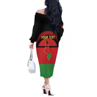 Personalized Malawi Independence Day Off The Shoulder Long Sleeve Dress Coat Of Arms Flag Style