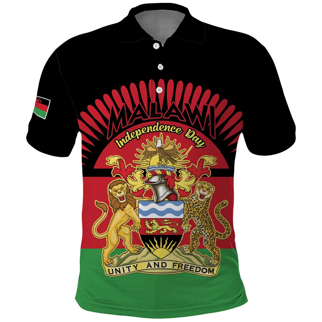 Personalized Malawi Independence Day Polo Shirt Coat Of Arms Flag Style