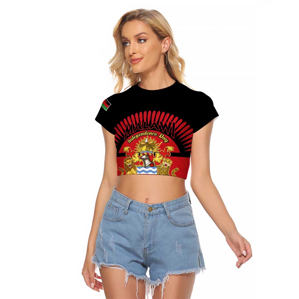 Personalized Malawi Independence Day Raglan Cropped T Shirt Coat Of Arms Flag Style