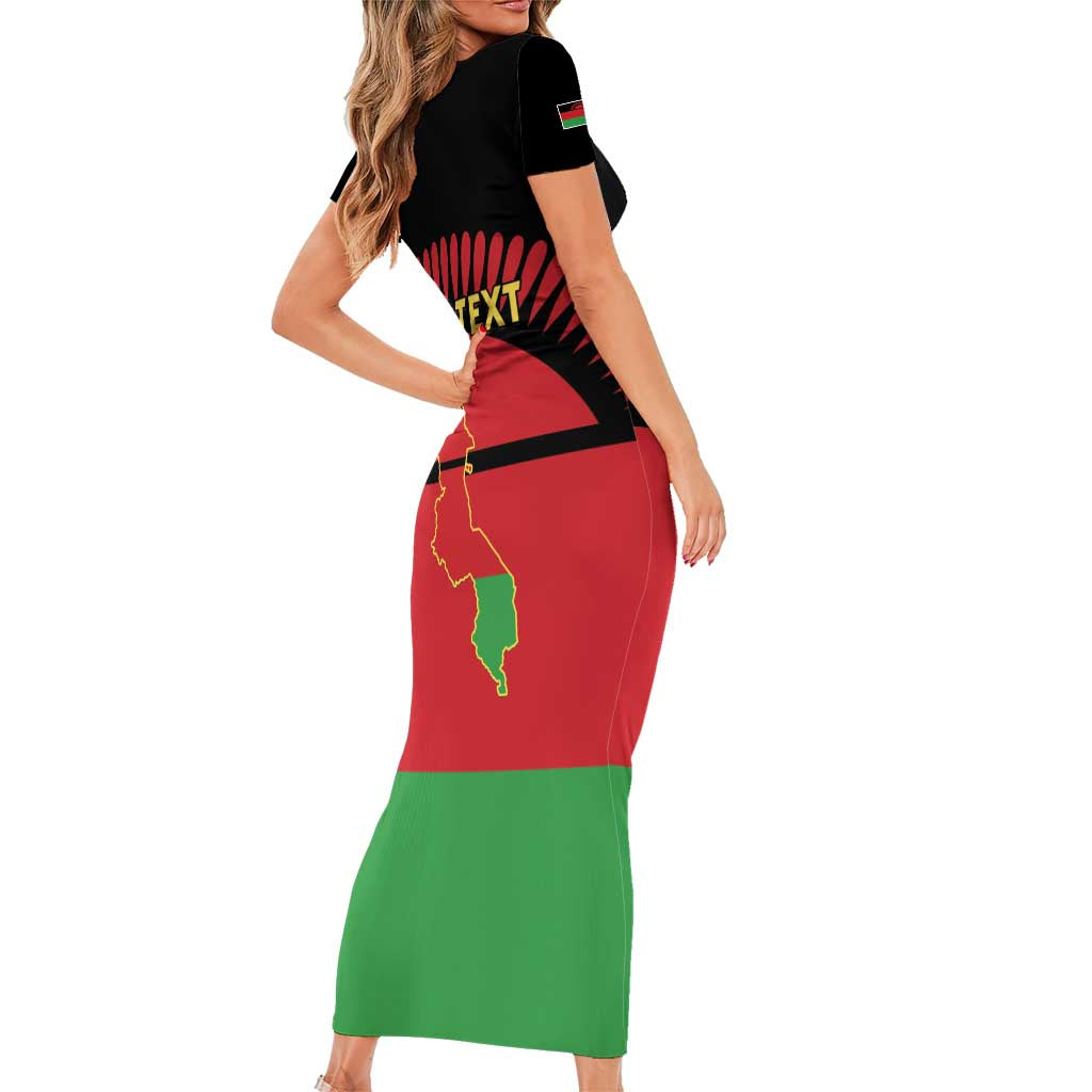 Personalized Malawi Independence Day Short Sleeve Bodycon Dress Coat Of Arms Flag Style